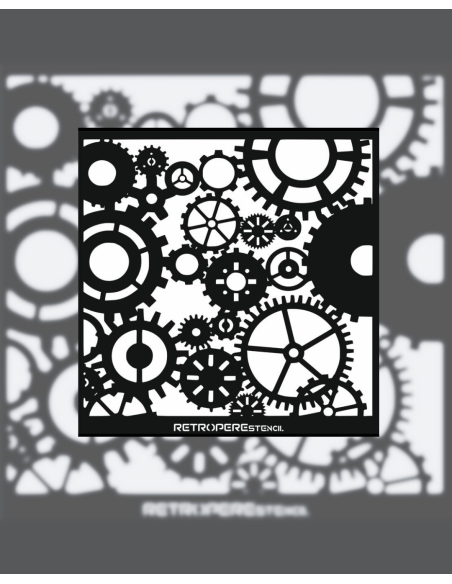 Dekoratif Duvar Baskısı Çark Dişli Desen 85*85